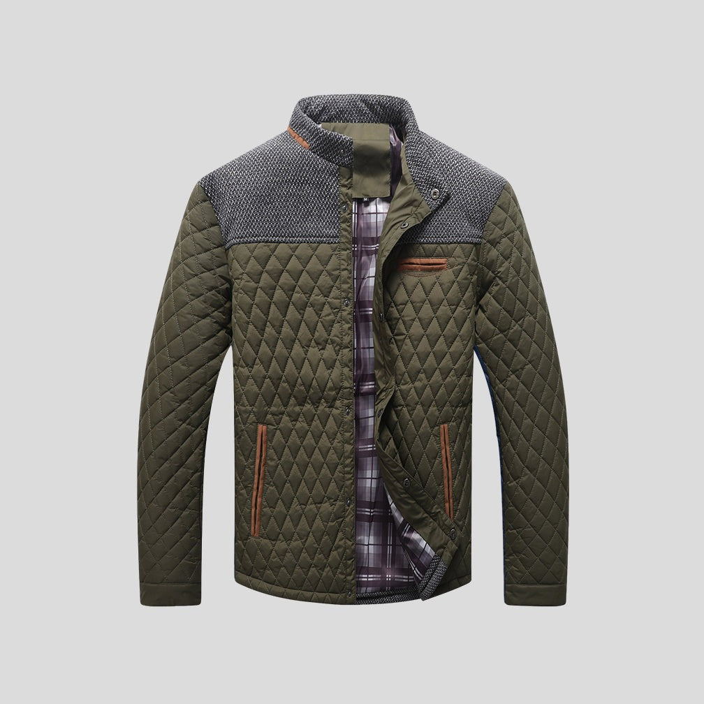 Gavardo Quilted Contrast-Yoke Jacket - Green