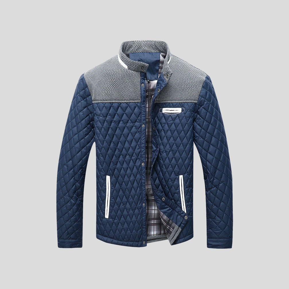 Gavardo Quilted Contrast-Yoke Jacket - Blue