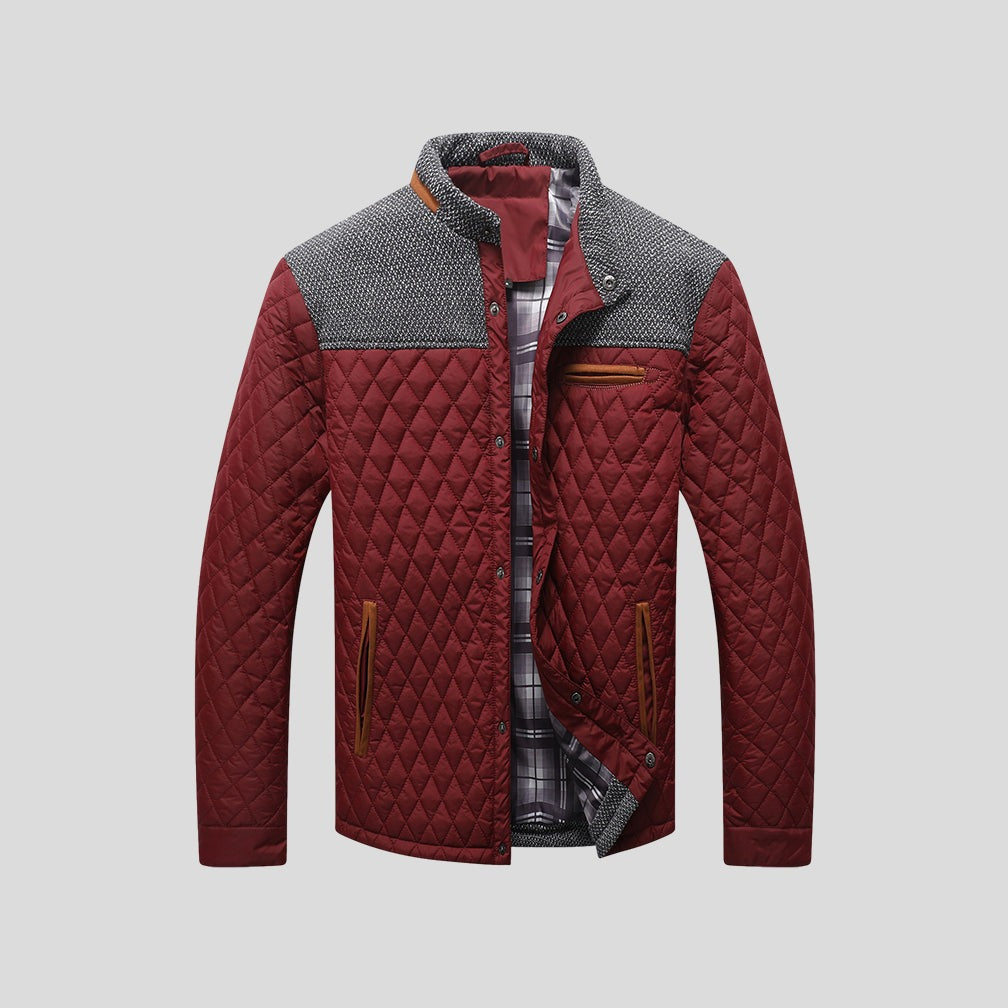 Gavardo Quilted Contrast-Yoke Jacket - Red