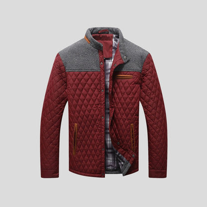 Gavardo Quilted Contrast-Yoke Jacket - Red