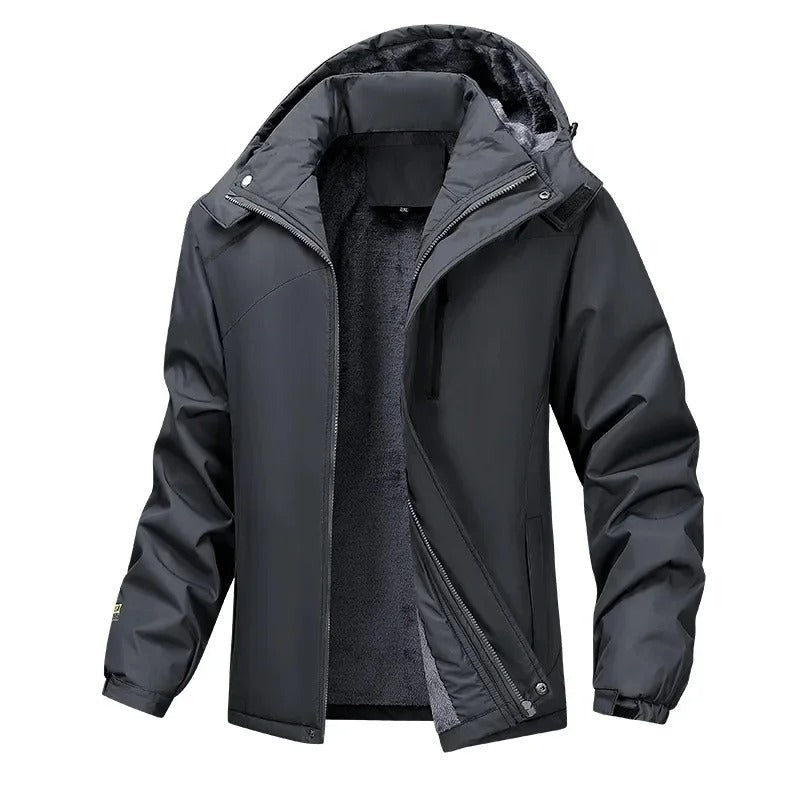 Giaveno Fleece-Lined Hooded Jacket - Grey