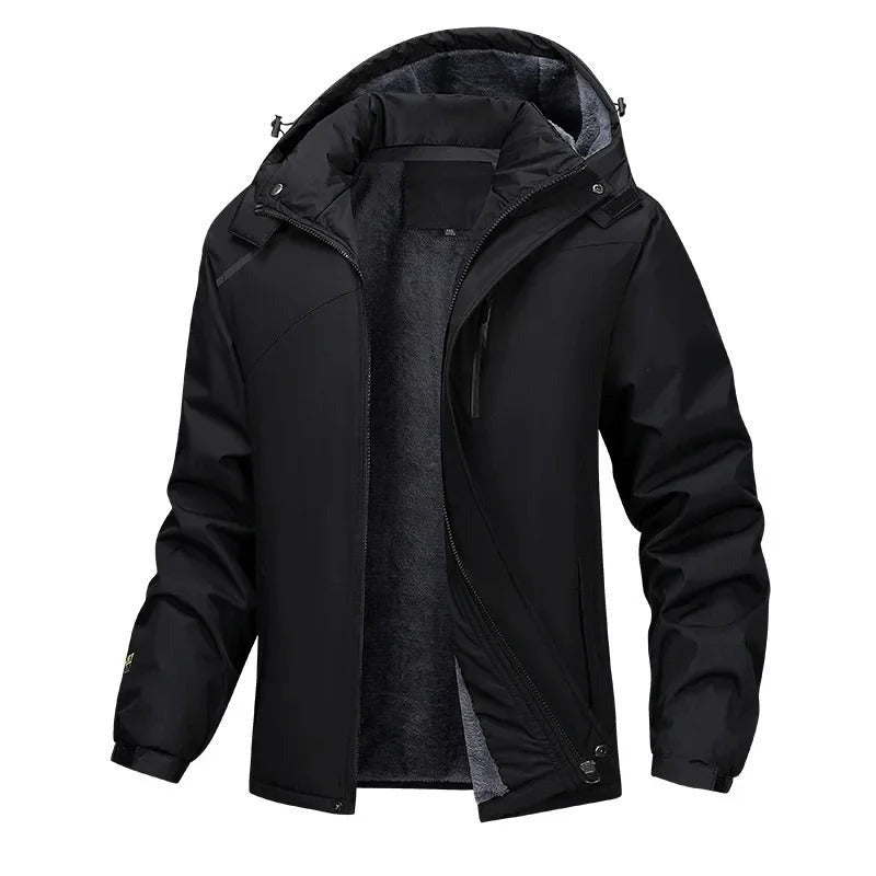 Giaveno Fleece-Lined Hooded Jacket - Black