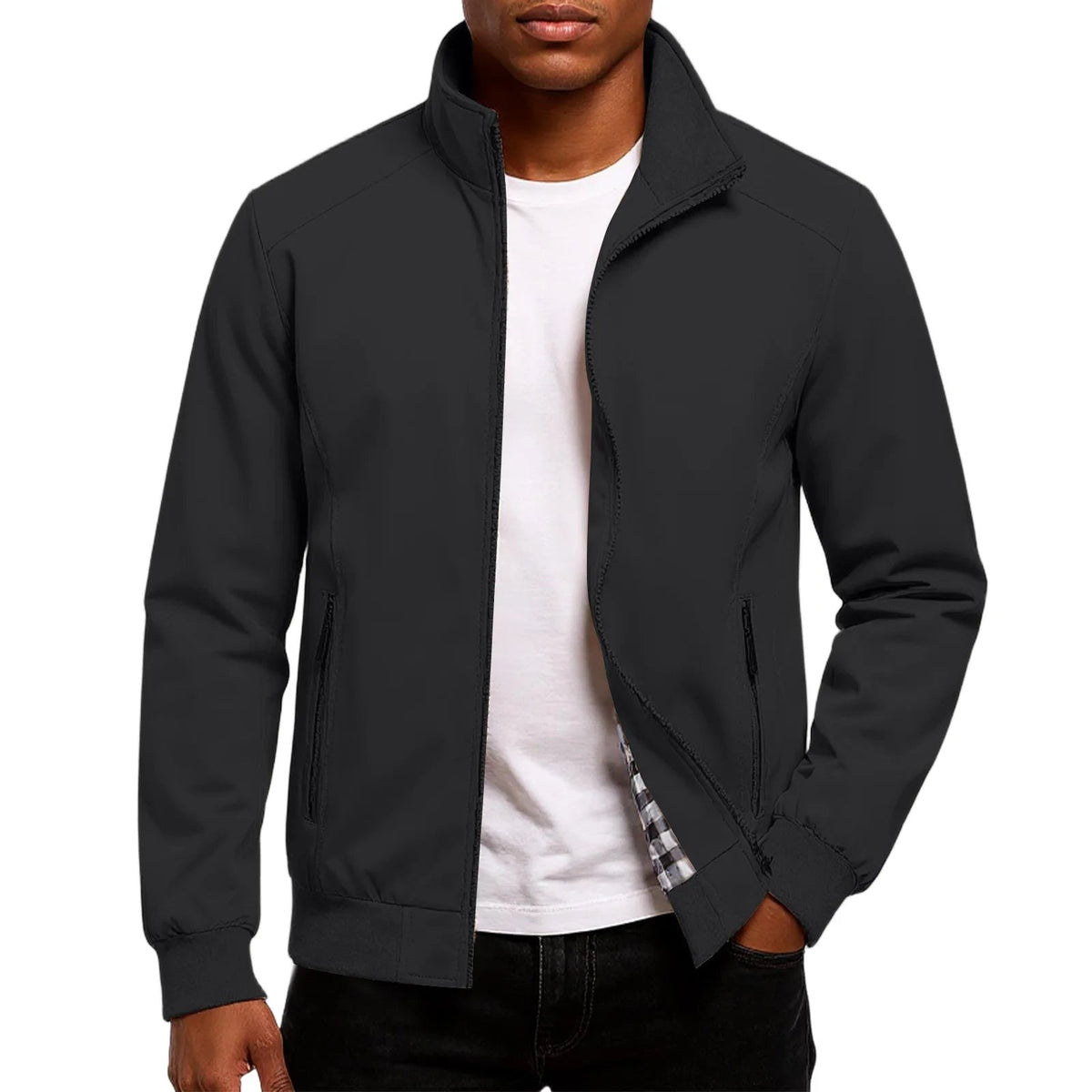 Giulianova Check-Lined Bomber Jacket - Black