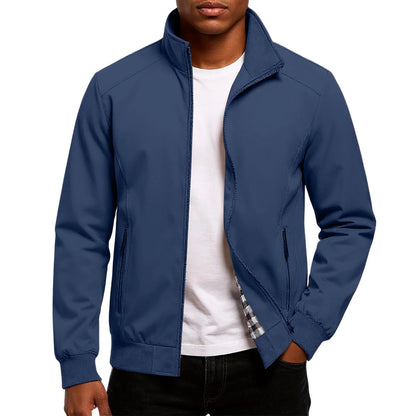 Giulianova Check-Lined Bomber Jacket - Blue