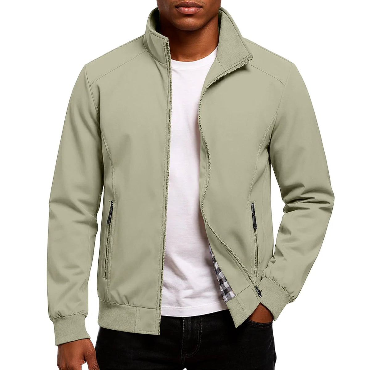 Giulianova Check-Lined Bomber Jacket - Light Green