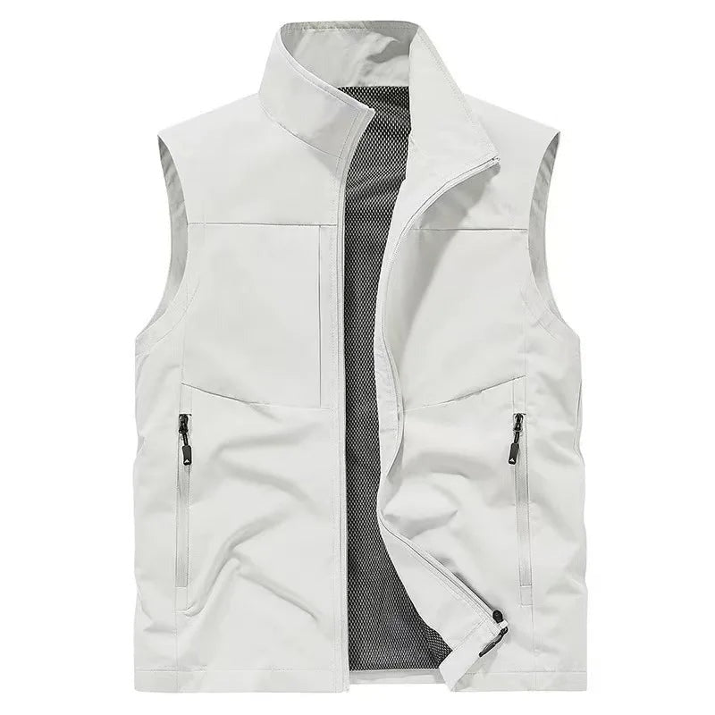 Gorizia Stand-Collar Zip Gilet - White