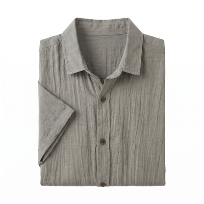 Phuket Linen Shirt - grey-folded