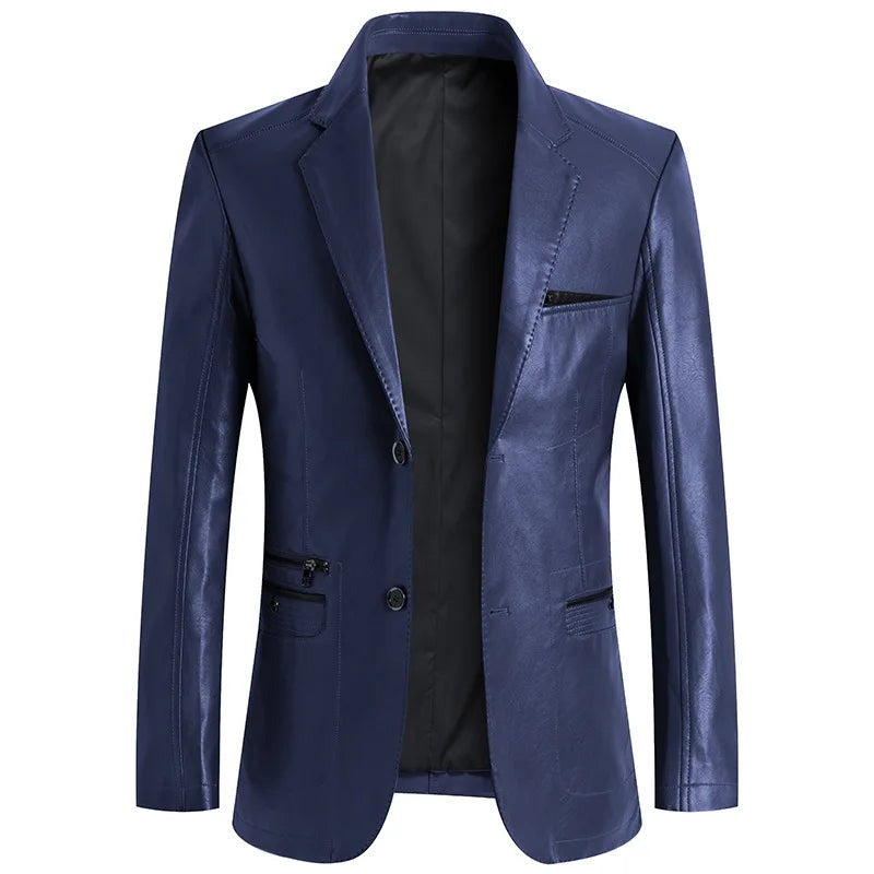 Imperia Leather Blazer - Navy Blue