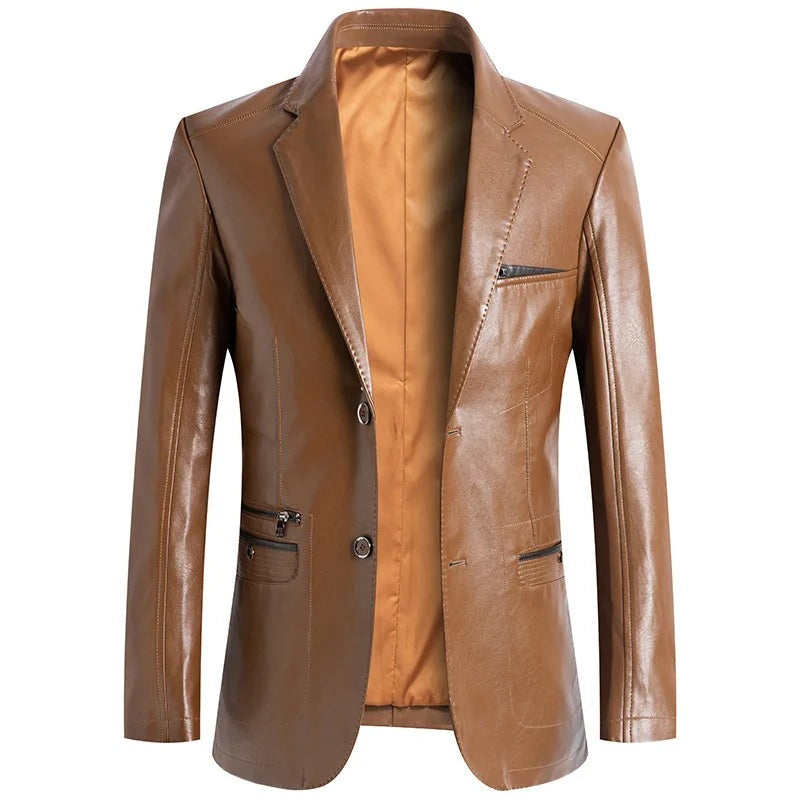 Imperia Leather Blazer - Khaki