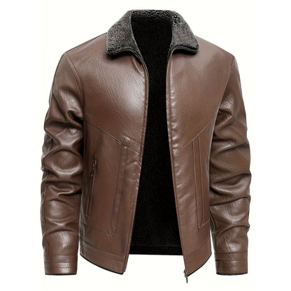 Impruneta Fleece-Lined Leather Jacket - Dark Brown
