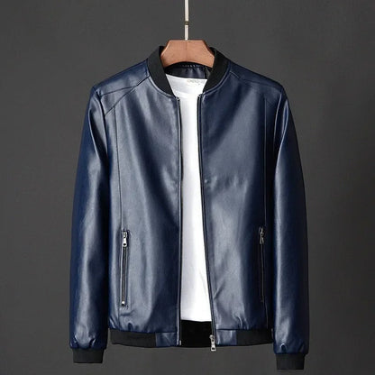 Ivrea Leather Zip Jacket - Blue