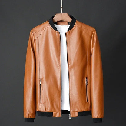 Ivrea Leather Zip Jacket - Brown
