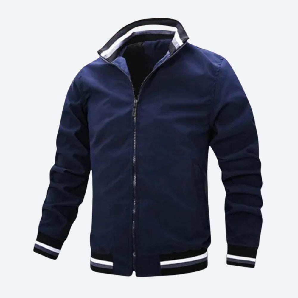 Jesolo Stripe-Trim Bomber Jacket - Navy Blue