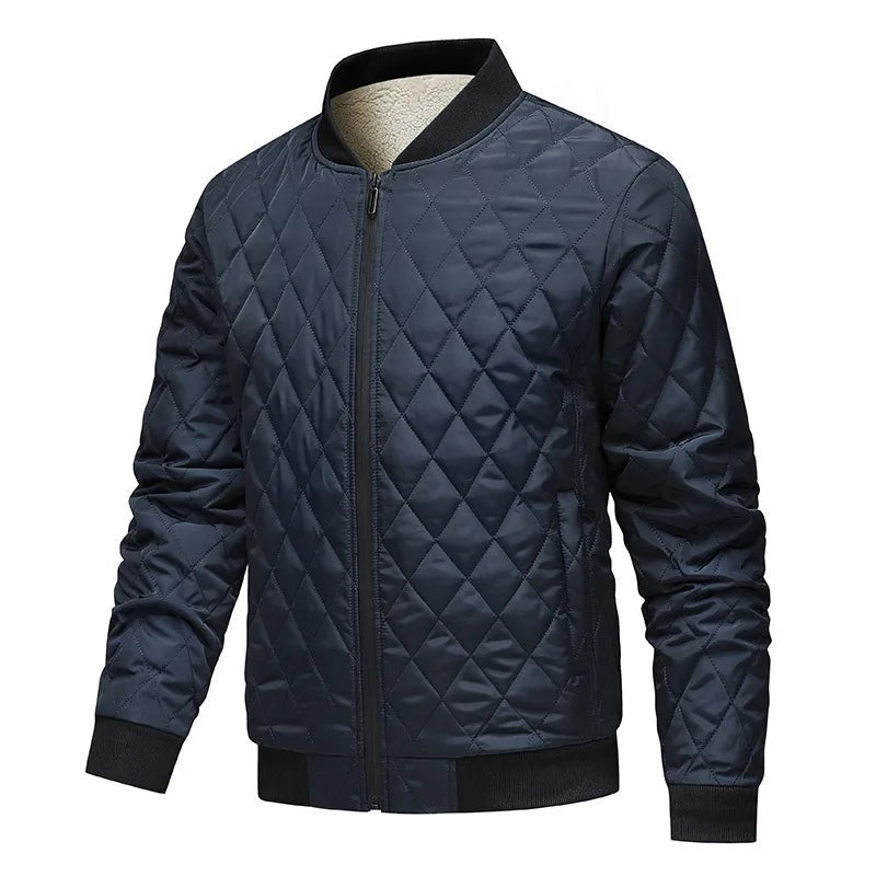 Lana Quilted Fleece-Lined Bomber Jacket - Blue