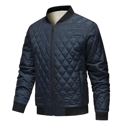 Lana Quilted Fleece-Lined Bomber Jacket - Blue
