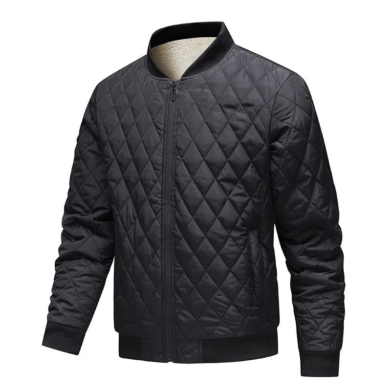 Lana Quilted Fleece-Lined Bomber Jacket - Black