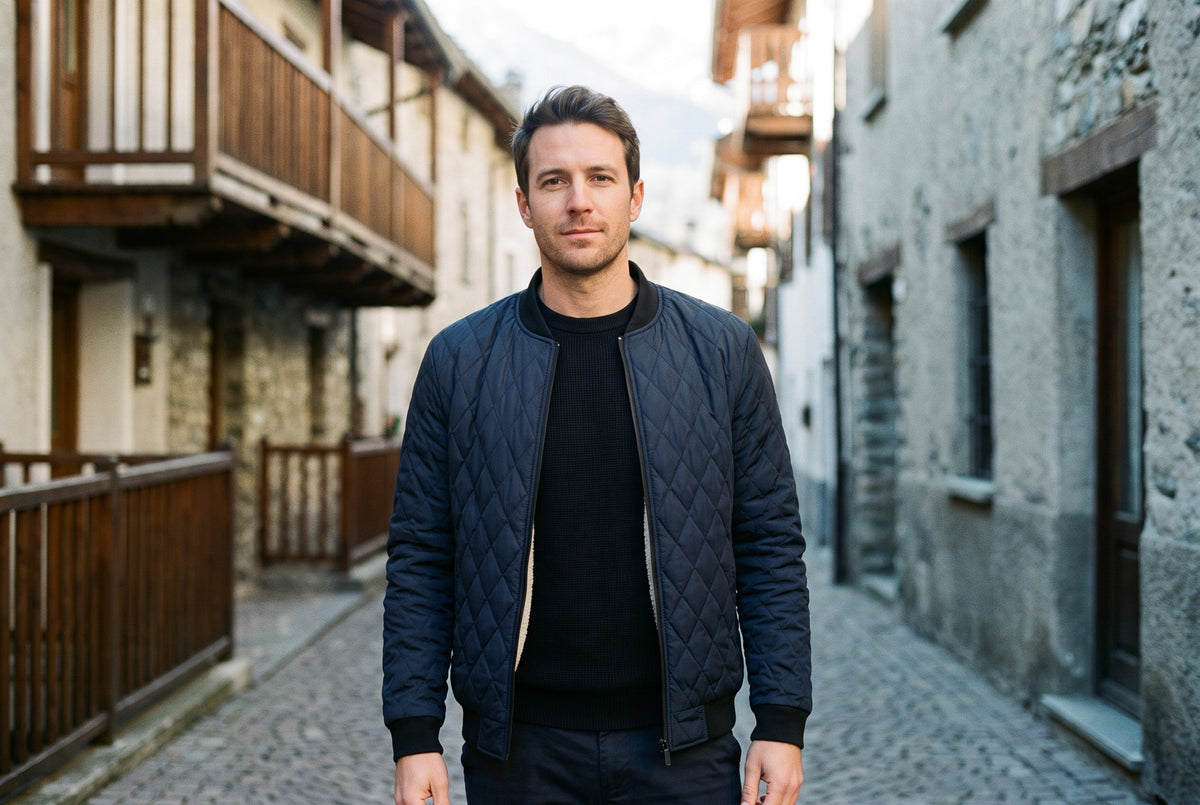 Lana Quilted Fleece-Lined Bomber Jacket