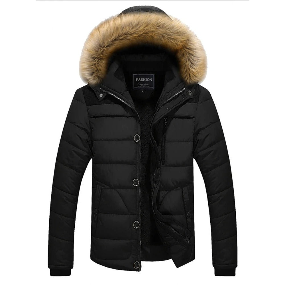 Latisana Faux Fur Hooded Puffer Jacket - Black