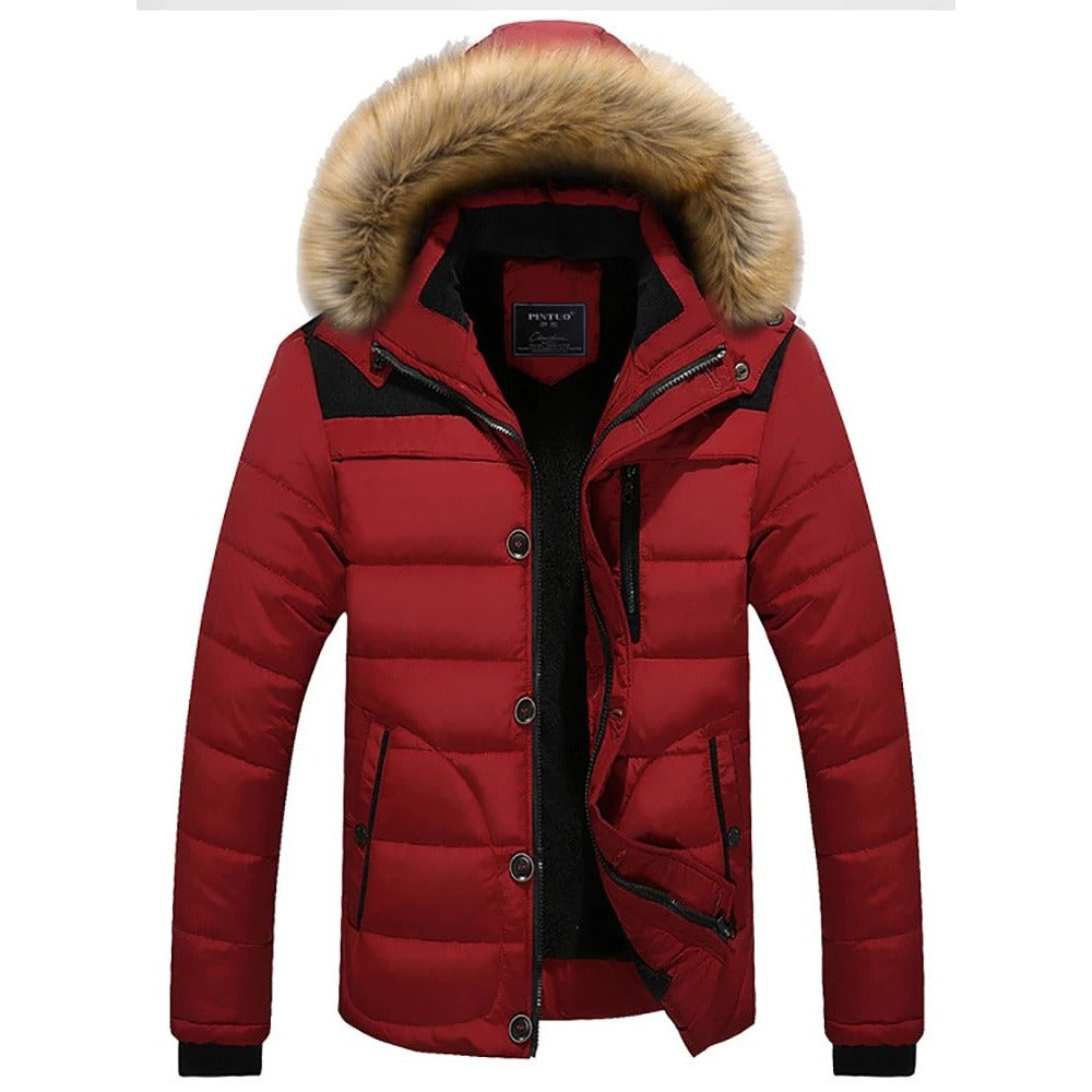 Latisana Faux Fur Hooded Puffer Jacket - Red