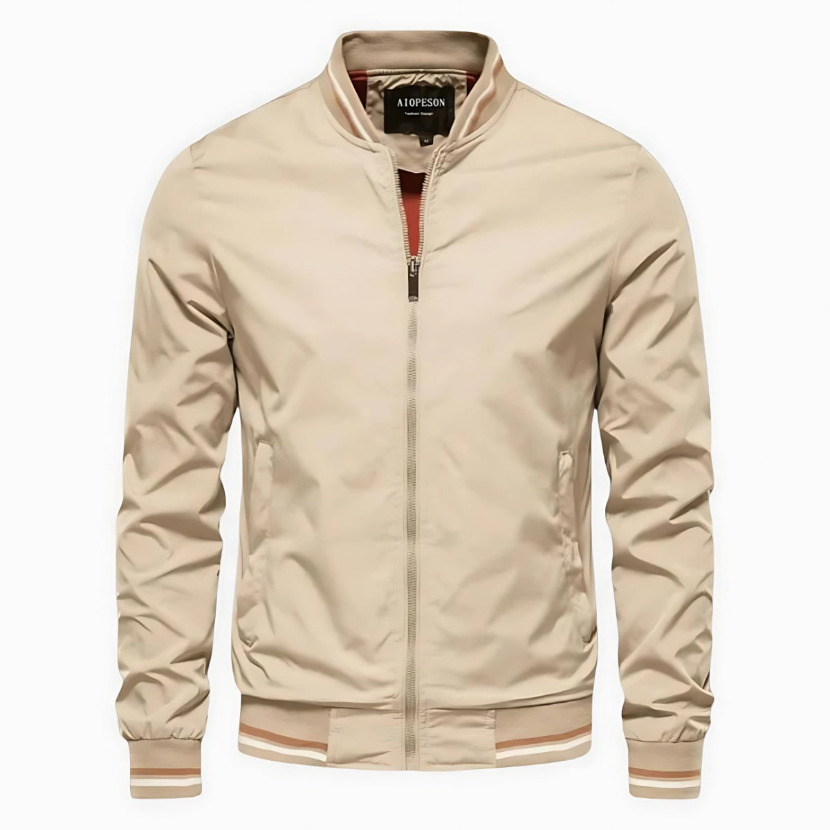 Lecce Striped-Trim Bomber Jacket - Beige