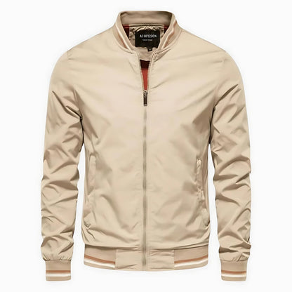 Lecce Striped-Trim Bomber Jacket - Beige