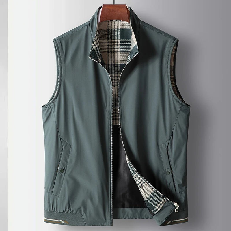 Luzzara Check-Lined Zip Vest - Green