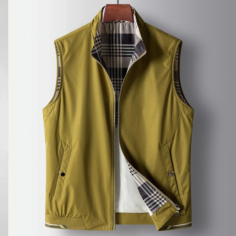 Luzzara Check-Lined Zip Vest - Yellow