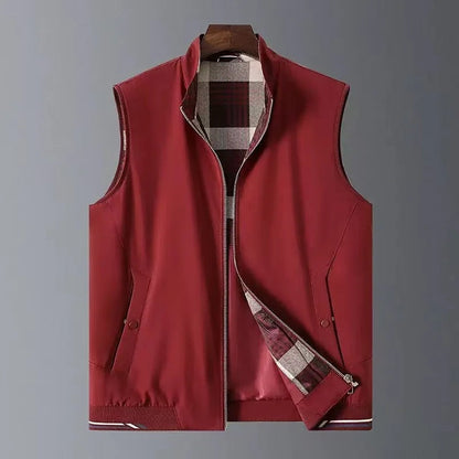 Luzzara Check-Lined Zip Vest - Red