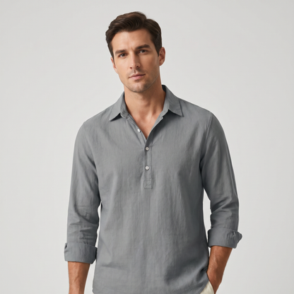 Maratea Linen Shirt - onmodel sq