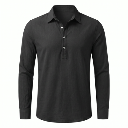 Maratea Linen Shirt - front::Black