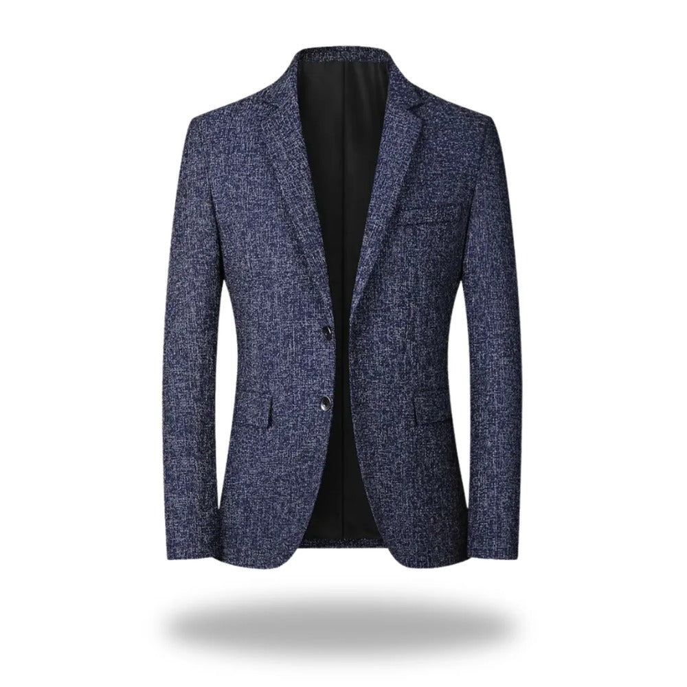 Marsala Melange Two-Button Blazer - Navy Blue