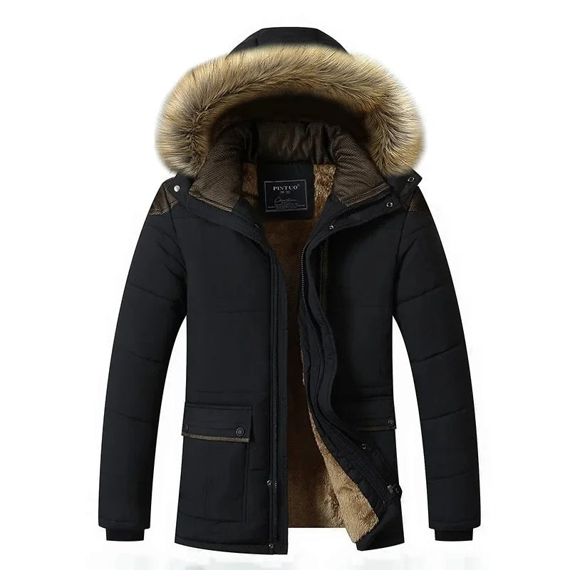 Massarosa Faux Fur Trim Hooded Parka - Black