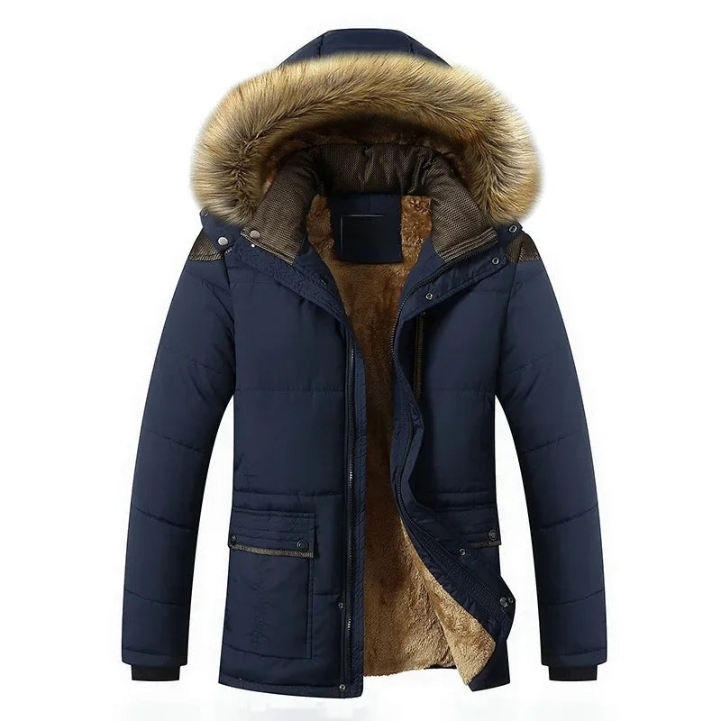 Massarosa Faux Fur Trim Hooded Parka - Blue