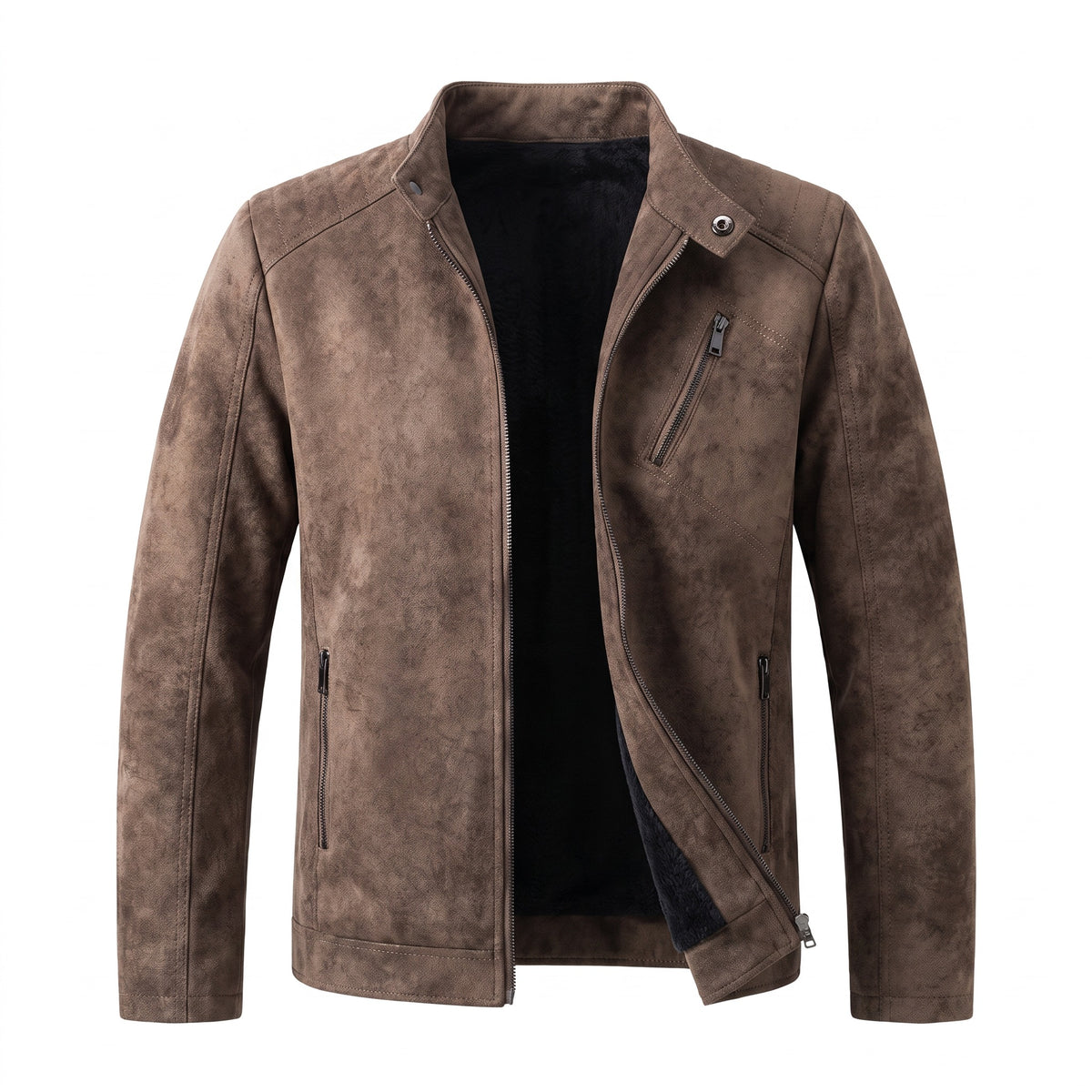 Matelica Fleece-Lined Suede Biker Jacket - cover