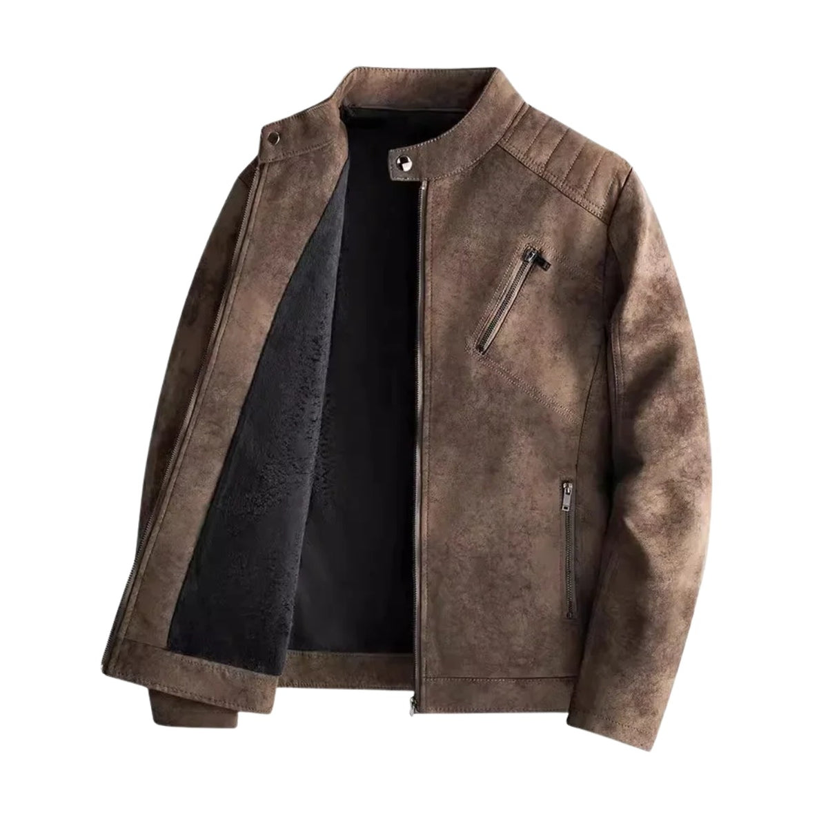 Matelica Fleece-Lined Suede Biker Jacket - photo 1