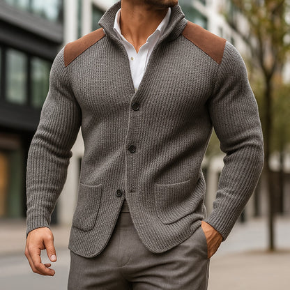 Mirano Shoulder-Patch Knit Jacket - Grey