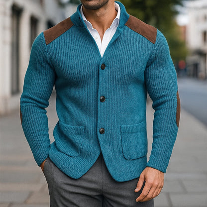 Mirano Shoulder-Patch Knit Jacket - Blue