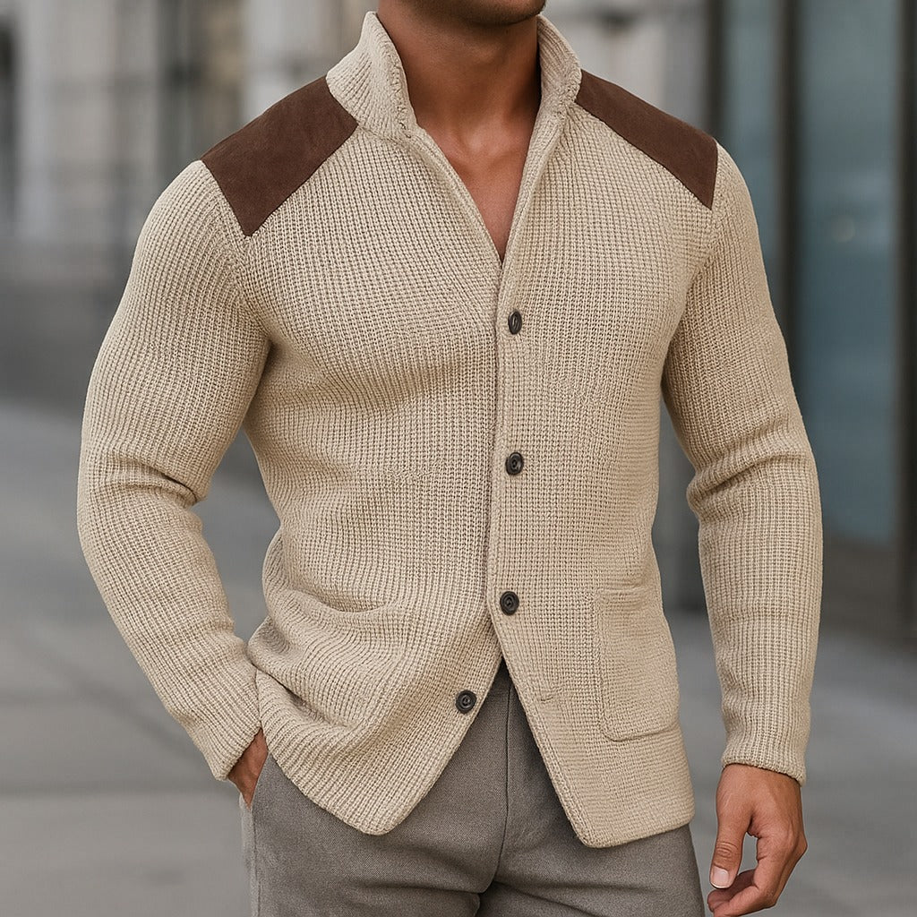 Mirano Shoulder-Patch Knit Jacket - Beige