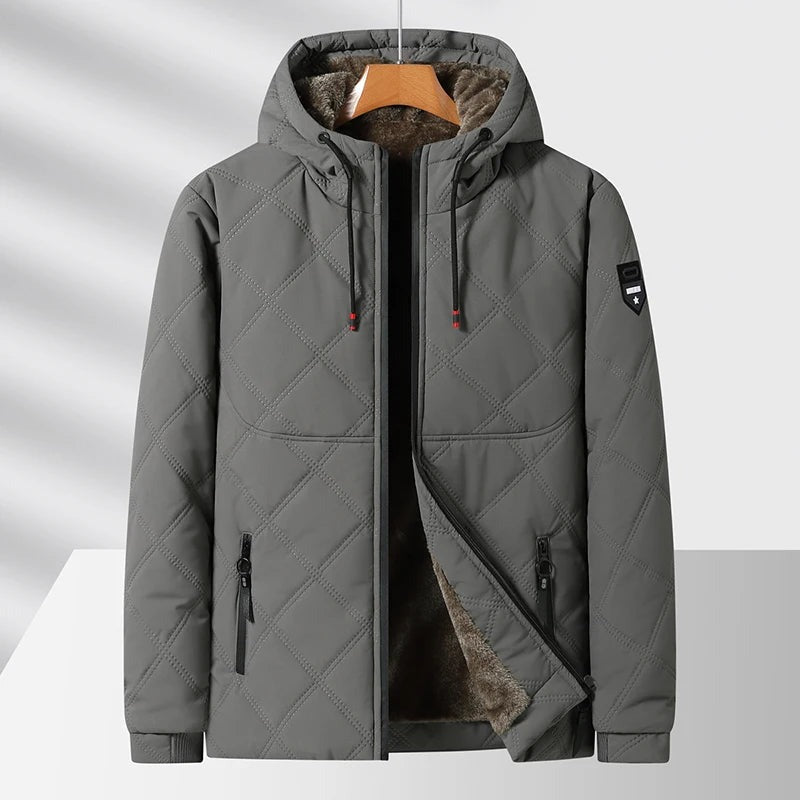 Missaglia Fleece-Lined Quilted Hooded Jacket - Grey