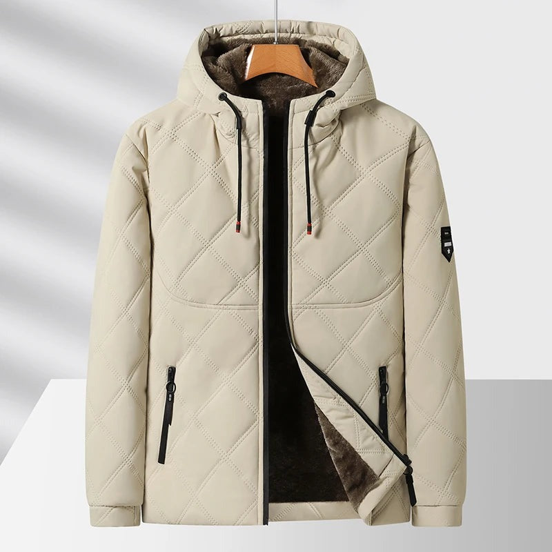 Missaglia Fleece-Lined Quilted Hooded Jacket - Khaki