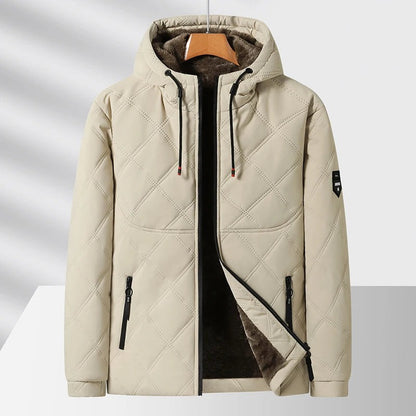 Missaglia Fleece-Lined Quilted Hooded Jacket - Khaki