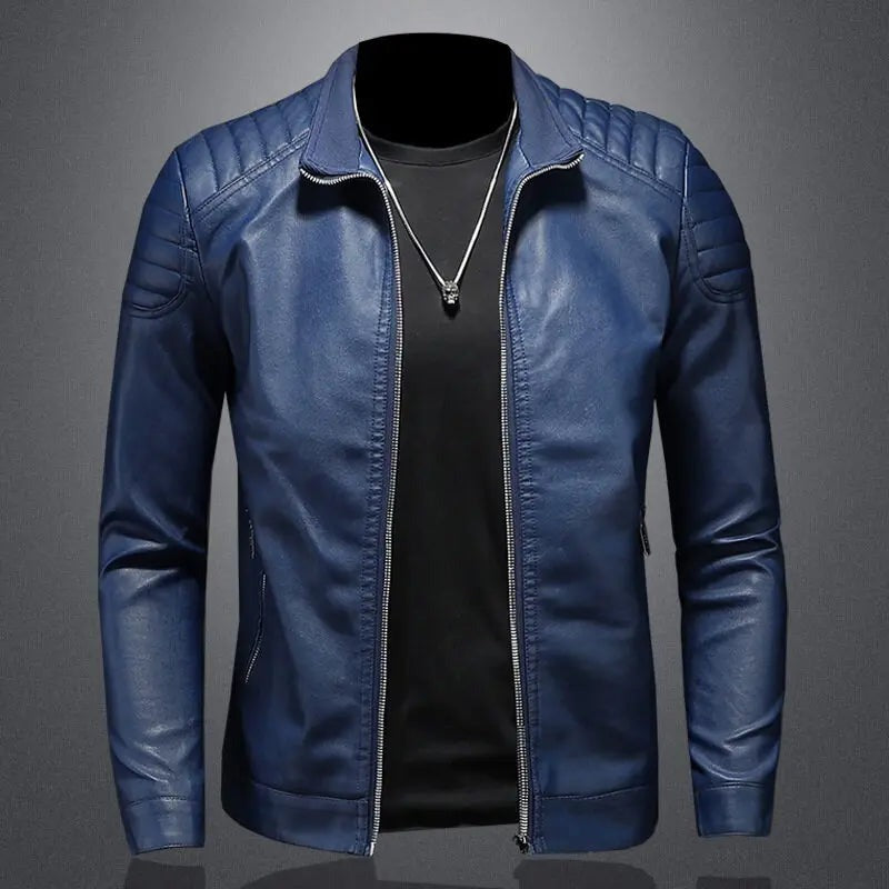 Modica Quilted Leather Jacket - Blue