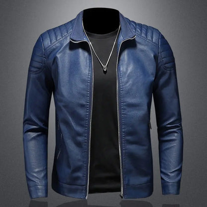 Modica Quilted Leather Jacket - Blue