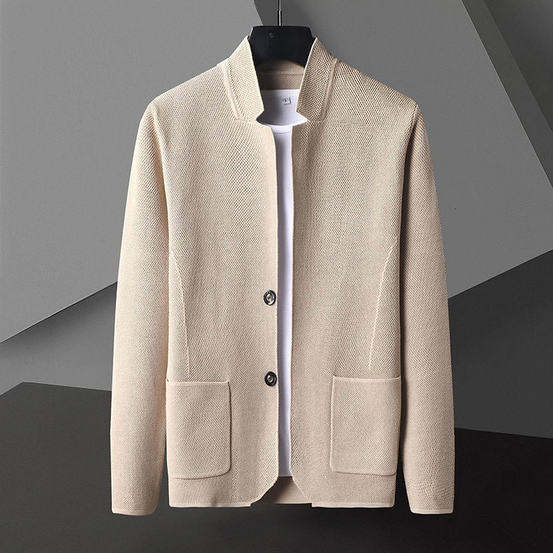 Molfetta Knit Stand-Collar Jacket - Khaki