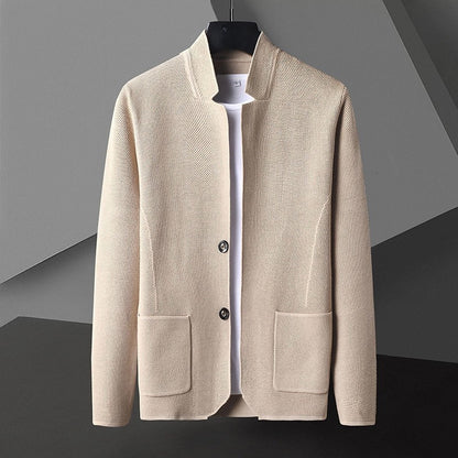 Molfetta Knit Stand-Collar Jacket - Khaki