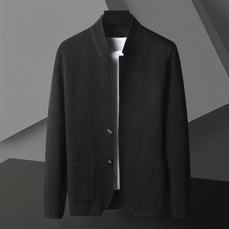Molfetta Knit Stand-Collar Jacket - Black