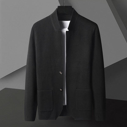 Molfetta Knit Stand-Collar Jacket - Black