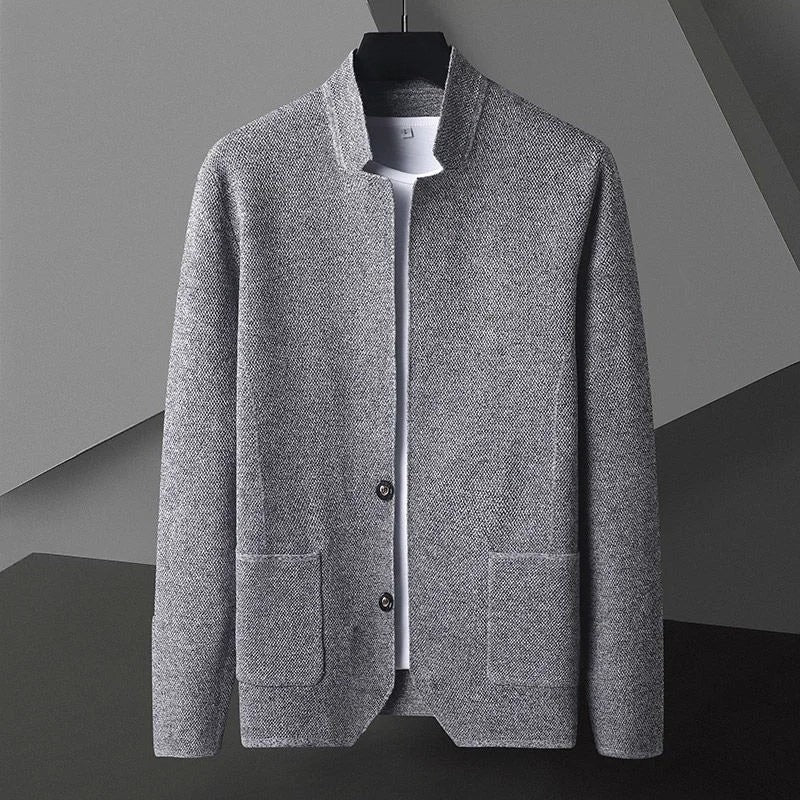 Molfetta Knit Stand-Collar Jacket - Grey