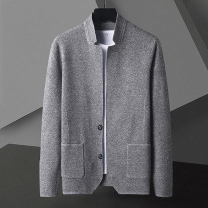 Molfetta Knit Stand-Collar Jacket - Grey