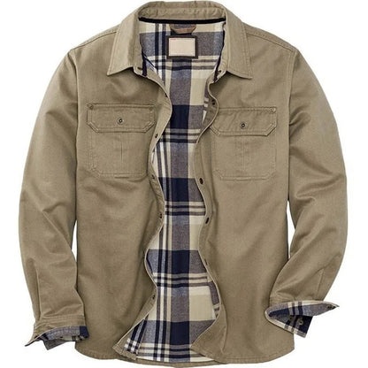 Moncalieri Plaid-Lined Shirt Jacket - Khaki